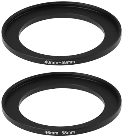 Create idea Step-Up-Kamera-Filteradapterring, Aluminiumlegierung, 46 mm auf 58 mm Gewinde, 0,75 mm, kompatibel mit Filteradapter, Gegenlichtblende, Objektivdeckel, 2 Stück