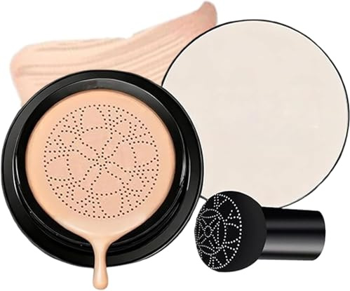 Foundation Cushion – Mushroom Head Air Cushion CC Cream, Luvie Glow 20g BB Cream Face Makeup Foundation, Moisturizing Concealer Brighten Long-Lasting, Full Coverage for All Skin Types (B)