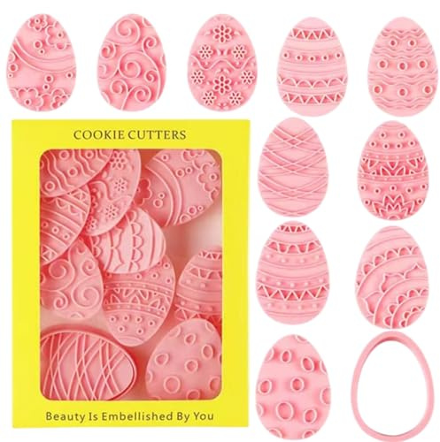 Juego de moldes de huevo de Pascua – moldes de silicona rosa de grado alimenticio con patrones finos, fácil desmoldeo, accesorios para hornear, idea de regalo