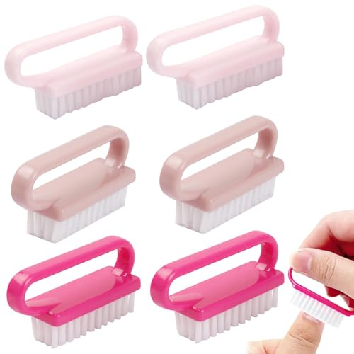 Nail Brush, 6 Pcs Plastic Handle Scrubbing Brushes, Heavy-nail Brushes, Stiff Bristles Deep Clean Brush for Cleaning Toe Foot