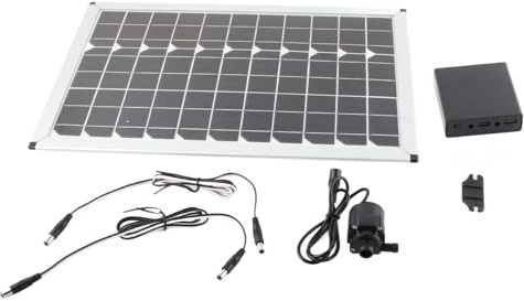 Tomotato Pompa Sommersibile Solare 20W, Pompa Fontana Giardino con Pannello Solare, 12V 5m Altezza Sollevamento, per Fontane Giardino Stagno Irrigazione