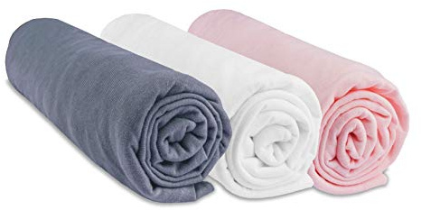 Easy Dort Lot de 3 Draps Housse 40x80 cm Extensible pour Couffin Berceau Nacelle | Coton | Gris Blanc Rose | Respirant | Sommeil sain | Certifié Oeko Tex | Fabriqué en Europe