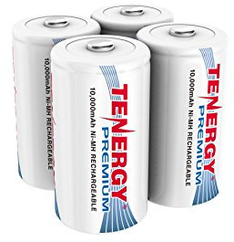 Tenergy Premium-4 pieces D Size 10000mAh High Capacity NiMH Rechargeable Batteries