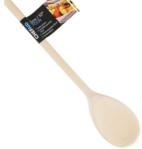 Chef Aid Cuillere en Bois de Hetre 30 cm pour Melanger et Cuisiner Adaptée aux Ustensiles Antiadherents Lavage a la Main