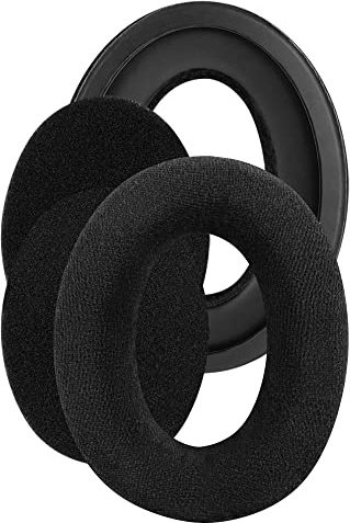 Geekria Comfort Velour Replacement Ear Pads for Sennheiser HD505, HD515, HD518, HD555, HD558, HD559, HD569, HD579, HD589 Headphones Ear Cushions, Repair Parts with Video Guide (Black)