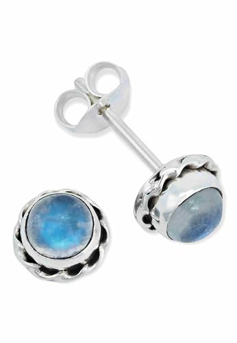 925 Silber Damen Ohrstecker | echtes Silber, verschiedene echte Steine zur Auswahl, handarbeit aus Indien, im Geschenkbeutel
