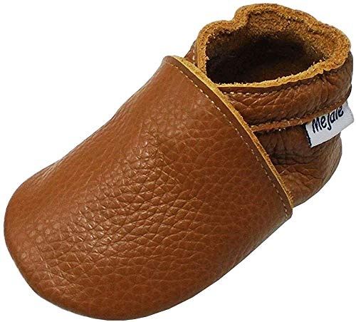 Mejale Chaussons Cuir Souple Chaussures Cuir Souple Chaussons enfants pantoufles Chaussures Premiers Pas, Marron, 12-18 mois