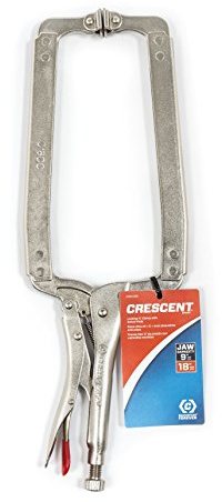 Crescent Locking C-Clamp - Heavy-Duty, Adjustable Metal Clamp with Compound Action & Hex Key Receiver - C18CCSN - 18, Red