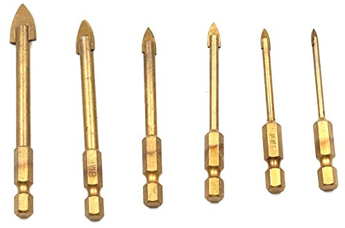 preamer 5pcs con revestimiento de titanio brocas de cristal 3/4/6/8/10 mm con vástago hexagonal para baldosas de cerámica espejo de mármol de cristal