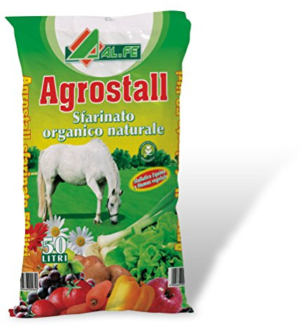 ALFE Agrostall concime sfarinato Organico Naturale Biologico 50 Litri per orto Fiori e Giardini
