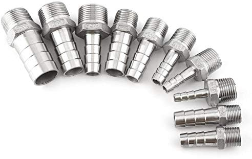 1Pc Stainless Steel 304 Male Thread Pipe Stainless Steel Barbed Hose Connector with Thread Adaptor DFE Tail Pipe 3/434 BSP Hose Tail 1/8~3/4