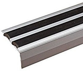 Cezar Pack of 15pcs Aluminium Stair Nosing 35mm x 20mm - Silver - Anti-Slip Insert 0.9m Length TMW Profiles (Silver)