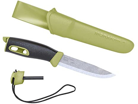Morakniv Companion Spark Stainless Steel Fixed-Blade Knife With Sheath and Fire Starter, 3.9 Inch