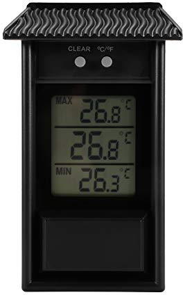 ALLOMN Gewächshaus Thermometer, Wasserdicht Digital Max Meine Gewächshaus Thermometer-Monitor 0,1 ° C Auflösung, -20-50 ° C Temperaturbereich, Wandmontage Batteriebetrieben (Schwarz)