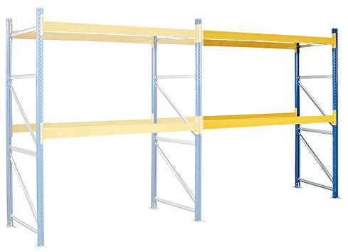 BRB Anbauregal zu Palettenregal für 9 Europaletten, 1 Regalfeld, mit 2 Paar Tragbalken, BxTxH 2785x1100x3000 mm, Fachlast 2900 kg/Tragbalkenpaar
