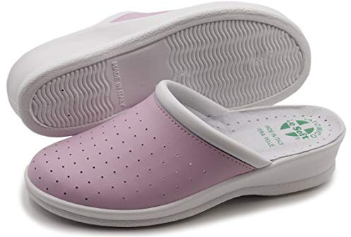 Poligono Hälsoskor för Män och Kvinnor, Stängda Arbetsskor, Hälsosamma Träskor, Bekväma Ortopediska Skor med Anatomisk Sula, Rosa för kvinnor, 39