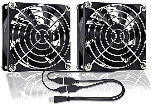 GDSTIME 80mm USB Fan 5V PC Fan 2 In 1 3-Speed Controller 2500 RPM 8CM Case Computer Cooling Fans For Cabinet XBox Router DVR TV Box