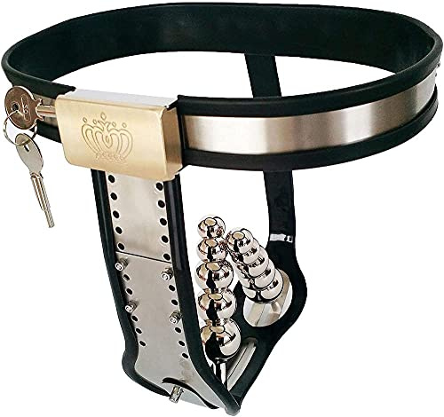 Keuschheitsgürtel Frau Edelstahl Unterhosen Chastity Belt Women mit Vaginalplug und Anal Plug Keuscheitsguertel SM Bondage Fetisch Chastity Cage-70/80_cm