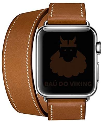 Aergood Cuir Bande,Compatible avec Apple Watch Bracelets 38/40/41mm 42/44/45mm, Double Tour Bracelet de pour iwatch Series 7 6 5 4 3 2 1 SE