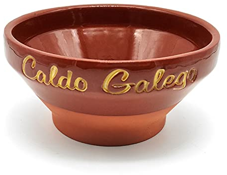 Confezione da 6 tazze in terracotta cotta da 14,2 x 7,1 cm, modello speciale per brodo galiziano, set di ciotole in ceramica tradizionale per colazione, pasto