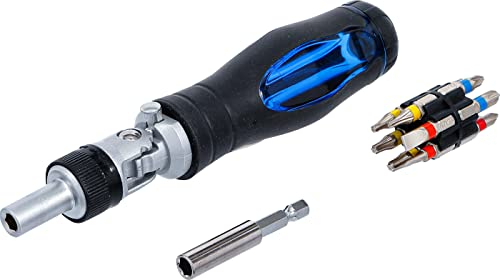 BGS 70053 | Jeu d’embouts de tournevis articulé | avec poignée rotative à fonction cliquet, réversible | 14 pièces