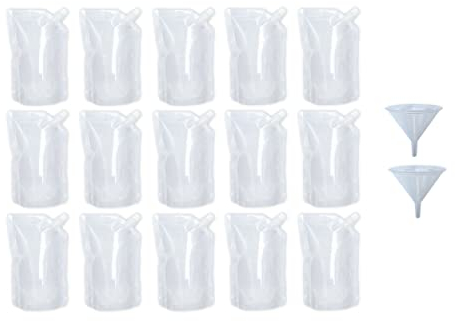 15pcs 250ml Refillable Drink Pouches for Festivals Clear Travel Plastic Drinks Flasks Cruise Kit Reusable Alcohol Liquor Juice Bags Drink Container Party Halloween Cold Beverage