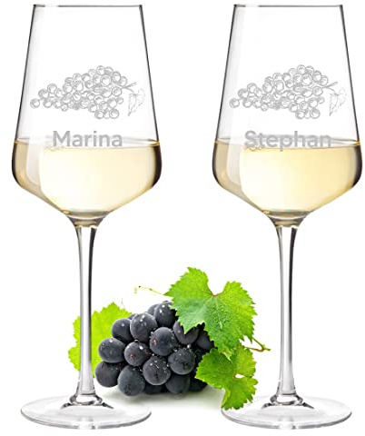 polar-effekt Weingläser 2er-Set mit personalisierter Gravur - 560 ml Weinglas für Rotweine und Weißweine, Bleifreie & Transparente Weinkelche - spülmaschinenfest - Kristallglas - Geburtstagsgeschenk