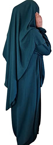 Yaqeen Abaya + Khimar Diamant-Dreieckschliff-Set, langer Hijab Muslimah Schal, Jilbab muslimisches Maxikleid, Gebetskleid
