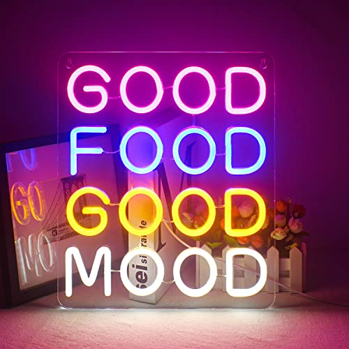ineonlife Good Food Good Mood Neon Schild Buchstaben Neon Licht LED Schilder für Raum Decor Lebensmittel LED Sign Schild für Snack Bar, Brunch Restaurant, Küche, Party, Store Dekoration