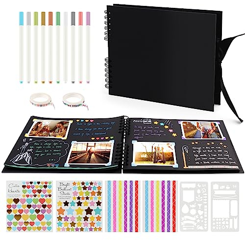 Fotoalbum, Fotoalbum zum Selbstgestalten, Scrapbook 80 Schwarze Seiten, 29x21.5cm Fotoalben, Geburtstagsgeschenk, Hochzeitstagsgeschenk, Valentinstagsgeschenk und mehr verwendet werden