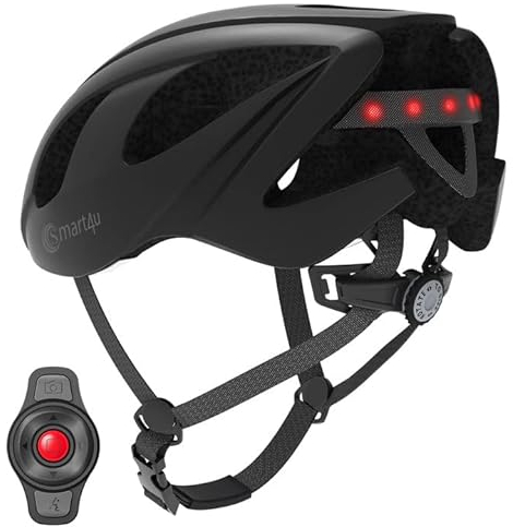 Smart4u Fahrradhelm mit Blinker und Bremslicht, Smart Fahrradhelm mit Lautsprecher, Fahrrad Stadthelm mit Bluetooth für Damen und Herren, SOS-Alarm und Fernsteuerung, Schwarz