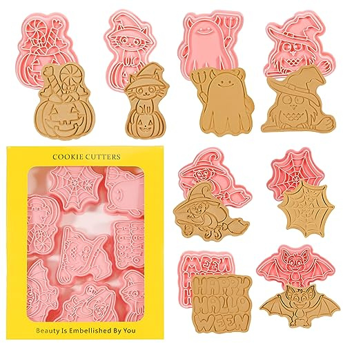 B Ausstecher, 8pcs Keksausstecher, 3D Pressbare Keksstempel, Halloween Deko, Ausstechformen (B)