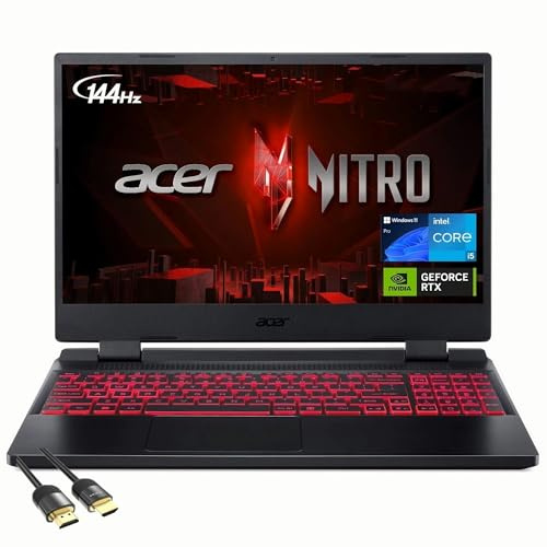 acer Nitro 5 Gaming Laptop, 15.6 FHD IPS 144Hz Display, 12th Gen Intel 12-Core i5-12500H, GeForce RTX 3050, 64GB RAM, 2TB PCIe SSD, Thunderbolt 4, Backlit Keyboard, WiFi6, PDG HDMI Cable, Win 11 Pro