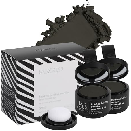 JARGOD Hairline Powder Root Touch-Up, 0.14 Ounce (Pack of 2), Black - Instant Gray Coverage Temporary Hair Color for Roots and Highlights for Women & Men