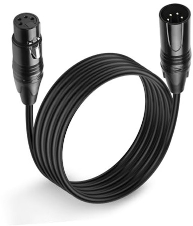 MEIRIYFA XLR 4-stifts hane till hona balanseringskabel, XLR-kabel 4-stifts mikrofonkabel - svart, 1,8 m