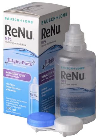 ReNu Liquido per lente viaggio multiuso, confezione 100 ml per lente morbide, delicato per occhi sensibili, pulizia, disinfettante, risciacquo e lubrificazione