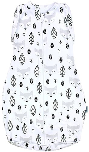 TupTam Baby Pucksack Swaddle Bag Wattiert Babyschlafsack unisex, Farbe: Unwattiert 0.5 TOG/Füchse Weiß Grau, Größe: 0-3 Monate