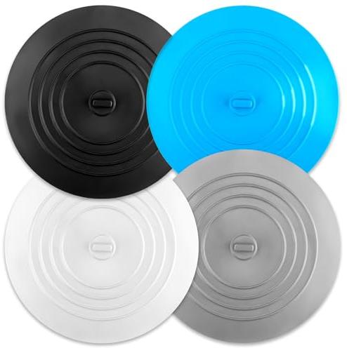 4 Stück Universal Stöpsel für Spülbecken Abfluss Stöpsel Waschbecken Abflussstopfen Silikon Dusche Waschbeckenstöpsel Gummi Badewannenstöpsel für Küche Badewanne Spüle Schwarz Weiß Blau Dunkelgrau