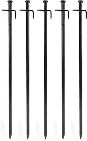 5-teilige Zeltheringe aus Metall zum Eindringen in den Boden, widerstandsfähig, weit verbreitet für Zelte und Vordächer, inklusive großem flachen runden Kopf zum Hämmern, ideal (40cm)