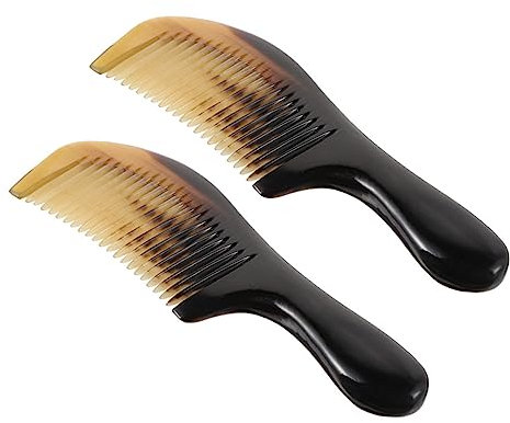FRCOLOR 2stücke Haarkamm Aus Horn Massagekamm Für Frauen Tragbarer Haarstylingkamm Haarprodukt Mit Griff Für Tägliche Nutzung