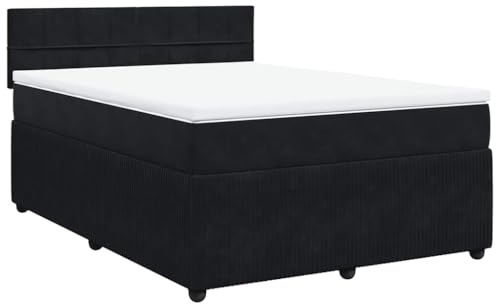 vidaXL Boxspringbett mit Matratze Schwarz 140x200 cm Samt