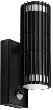 Kerry Outdoor Wall Light with Sensor, Mains Powered, Black, Cage Design | Aluminium, Modern Cage Design, Adjustable PIR Motion Detection, IP44 GU10 Bulb, Not Included, for Entrances, Front Doors