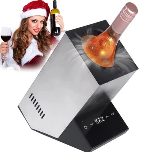 Enfriador De Vino Eléctrico, Enfriador De Vino Para Una Sola Botella En Acero Inoxidable,Enfriador De Botellas De Vino De 750ml,Bebidas Rápidas,Enfriador De Bebidas,Para Los Amantes Del Vino,Grey