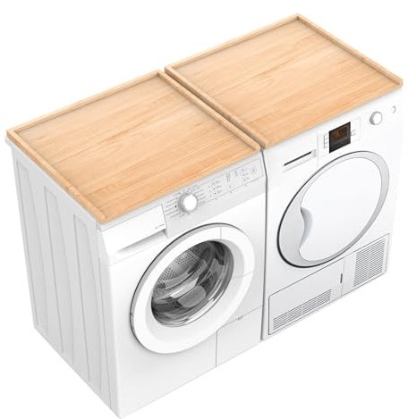 Lavatrice a secco, 135,4 cm Lx 67,3 cm W Lavatrice Dry Tablettop, Lavatrice Staccabile Asciutto Piano Lavatrice, Lavatrice in Legno e Contatore Asciutto con Ringhiera Bordo per Stoccaggio in