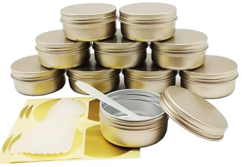 Wopanxye 10 Stück 50ml Aluminium dosen, 50g Metalldosen Lippenbalsam behälter, 50 gramm leere Kosmetikbehälter mit deckel für selbstgemachte Salben, Gesichts cremes, Kerzen, Tee, Farben, Lotionen