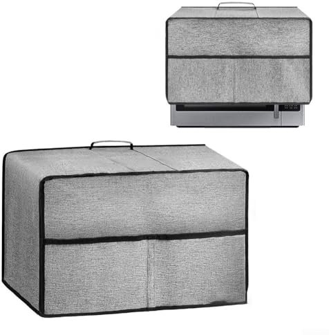 Cubierta antipolvo para horno microondas, funda de tela para horno microondas con bolsillo frontal grande, mango fácil de usar, gris, 44 x 35 x 27 cm