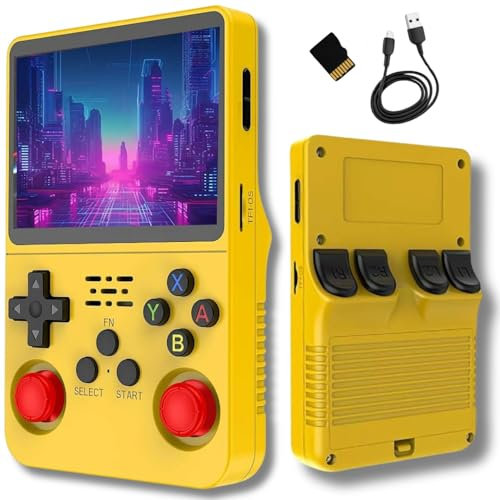 Consola Retro Portatil con 15000 Juegos - Mini Consola con Juegos de PS1, PSP, N64, NDS, SuperN, GameB, GBA, NeoG, etc. Pantall HD IPS 3.5'' 640*480 - R36S Quad Core 1,6 GHz y RAM 1GB