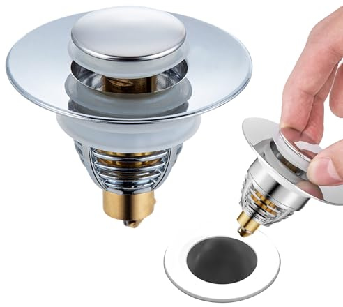 WaschbeckenstöPsel Bad Abflussstopfen Waschbecken Abdeckung SpüLe Universal StöPsel Waschbecken SpüLbecken Edelstahl Ablaufgarnitur Abfluss Waschbecken Rostfreier Pop Up Ablaufventil Deckelhalter
