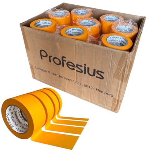 Profesius 20 Rollen Goldband 50m pro Rolle Abdeckband Klebeband Malerband Washi Tape | Präzise Farbkanten beim Streichen und Lackieren - Rückstandsfrei entfernbar (50mm x 50m)