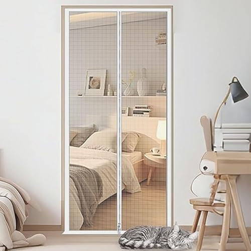 tylxayoxa Fliegengitter Balkontür, Katzengitter Balkontür, Haustiere Bildschirm Tür, Katzennetz Für Balkon for Wohnzimmer, Schlafzimmer, Küche Hund Katze Gittertür Mit Reißverschluss(80x210cm)